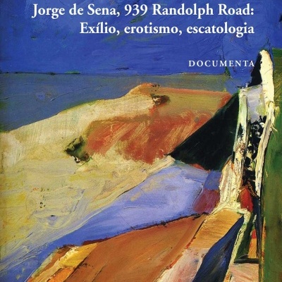 Capa de livro com pintura abstrata e texto em branco