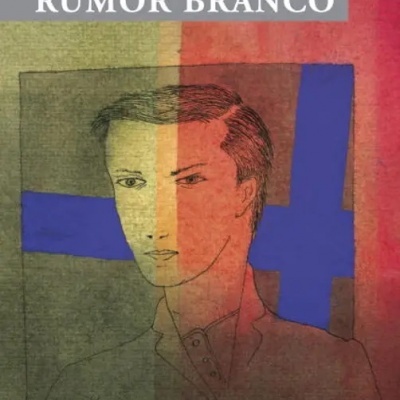 Capa do livro 'RUMOR BRANCO' de Almeida Faria com ilustração abstracta de rosto masculino