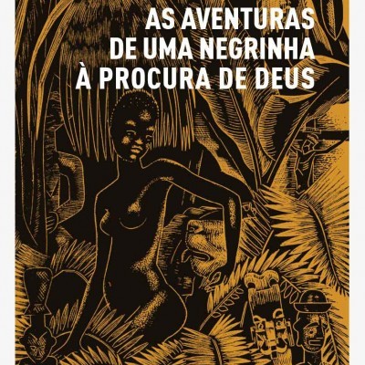 Capa de livro com ilustração dourada e texto branco.