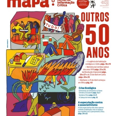 Capa da revista mapa com ilustração colorida e texto temático em português.
