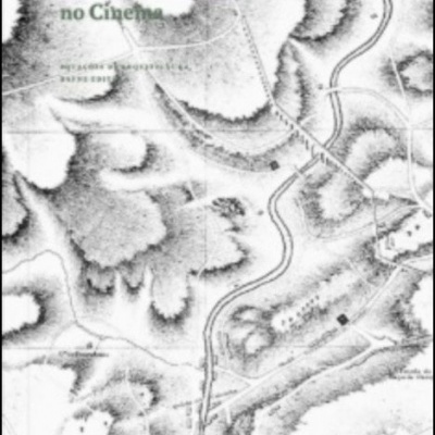 Mapa topográfico antigo a preto e branco com texto verde