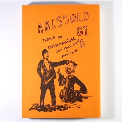 Capa de livro laranja com ilustração e texto manuscrito preto