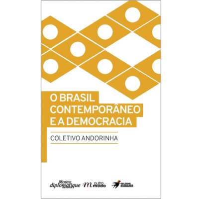 Capa de livro com padrão geométrico amarelo e branco e texto em português