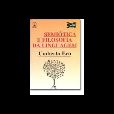 Capa do livro Semiõtica e Filosofia da Linguagem de Umberto Eco com ilustração de árvore de letras