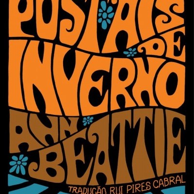 Capa de livro com texto estilizado em laranja e castanho sobre fundo azul e preto