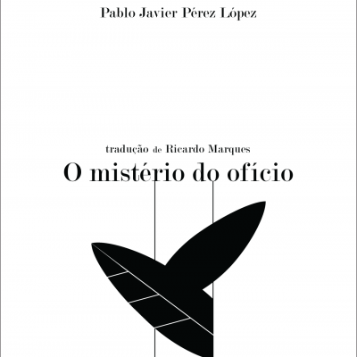 Capa de livro O mistério do ofício com ilustração gráfica preta