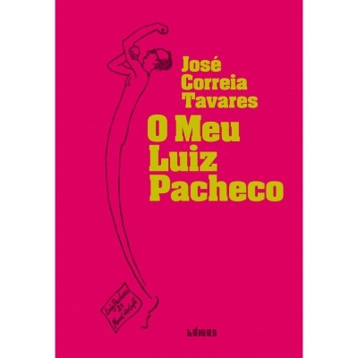 Capa cor-de-rosa de livro com texto amarelo e ilustração preta