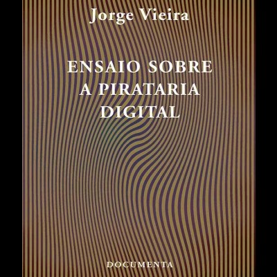 Capa de livro 'Ensaio Sobre A Pirataria Digital' com design de linhas curvas castanhas