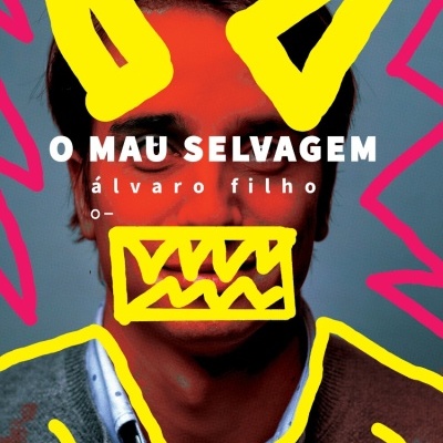 Capa de livro com fotografia de homem e desenhos digitais coloridos e texto branco