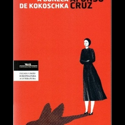 Capa de livro vermelha com ilustração e texto em preto e branco