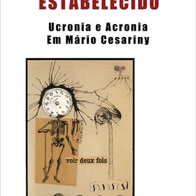 Capa de livro com título em vermelho, subtítulo em preto e ilustração surrealista em tons castanhos e pretos