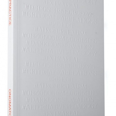 Capa de livro branca com texto vermelho 'FICTION PRACTICE PROTOTYPING THE OTHERWORLDLY'