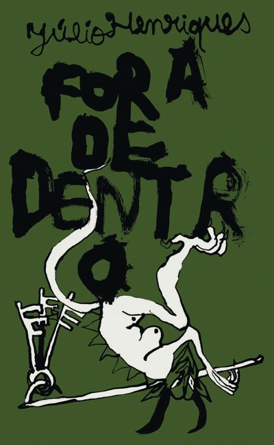 Poster artístico com texto em preto e figura humana estilizada em branco sobre fundo verde-oliva.