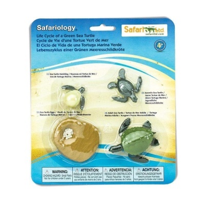Conjunto figuras tartaruga marinha Safariology Safari Ltd em embalagem azul