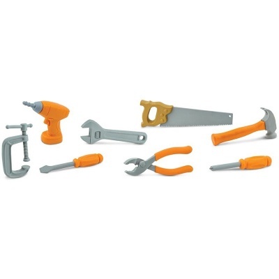 Brinquedo set de ferramentas em plástico laranja e cinzento