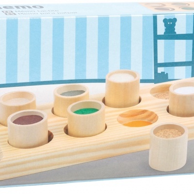 Conjunto Montessori de madeira com 11 peças coloridas e base retangular