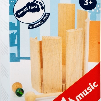 Embalagem de brinquedo de madeira Small Foot para crianças, com texto 'music'