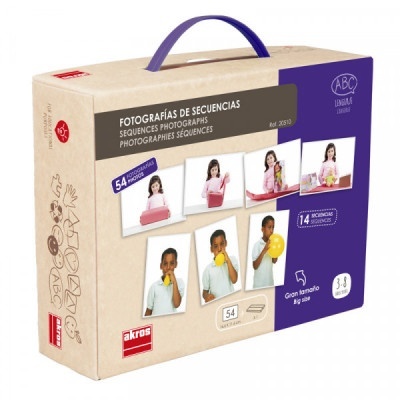 Caixa de fotografias de sequências educativas para crianças com 54 cartões