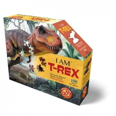 Caixa de puzzle T-Rex de 100 peças em cartão colorido para crianças