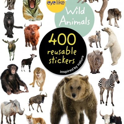 Capa álbum autocolantes animais selvagens com 400 autocolantes reutilizáveis