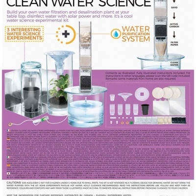 Kit experimental de filtração e dessalinização de água Green Science com materiais e recipientes de plástico