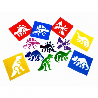 Stencil coloridos com desenhos de dinossauros