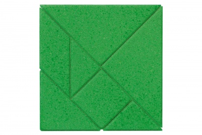 Quebra-cabeças tangram de espuma verde