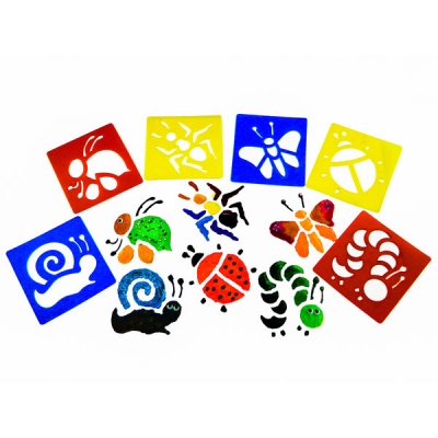 Conjunto de stencils coloridos com moldes de insetos