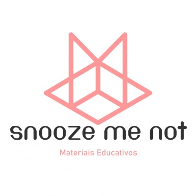 Logótipo Snooze Me Not com símbolo geométrico cor-de-rosa e texto em preto e cor-de-rosa