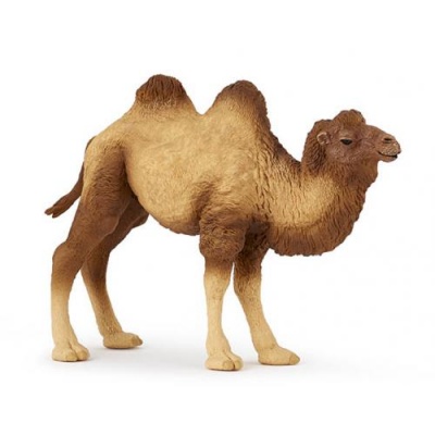 Estatueta de camelo castanho com duas corcovas