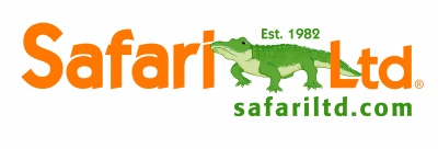 Logotipo da Safari Ltd com crocodilo e texto colorido