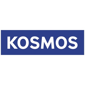 Logótipo KOSMOS em fundo azul