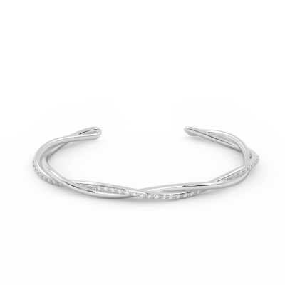 Pulseira prateada entrelaçada com pedras brilhantes