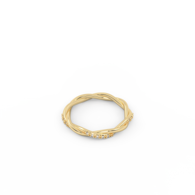 Anel dourado entrelaçado com cristais pequenos