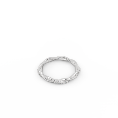 Anel em prata entrelaçado com detalhes texturizados