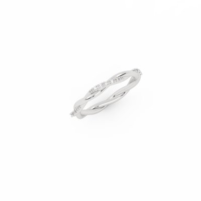 anel de prata torcido com pedras transparentes