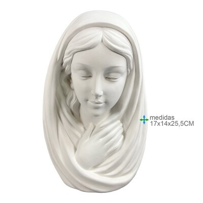 Busto decorativo branco em cerâmica de mulher com véu e mãos cruzadas
