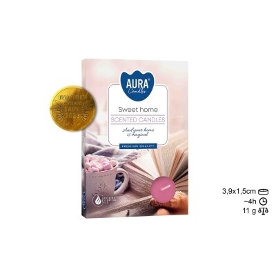 Embalagem de vela perfumada Aura Candles Sweet home com selo de prémio