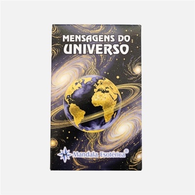 Caixa de mensagens do universo com temática espacial e texto em português.