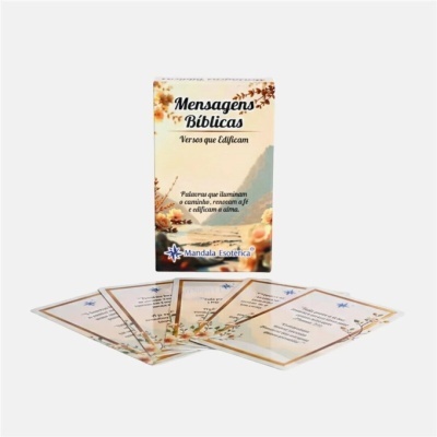Caixa e cartas Mensagens Bíblicas com design floral e tons pastéis