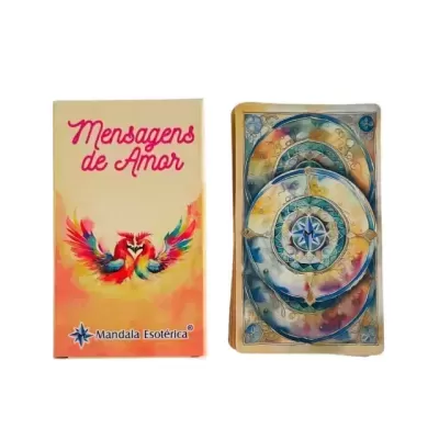 Baralho de cartas coloridas com caixa 'Mensagens de Amor'