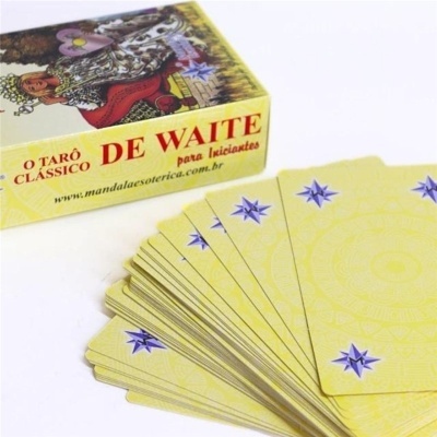 Baralho de tarot de Waite para iniciantes com cartas e caixa amarela