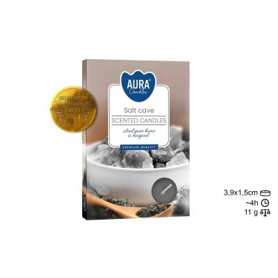 Caixa de velas perfumadas Aura Candles Salt Cave com selo dourado de prémio