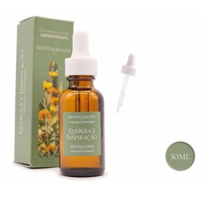 Frasco de aromaterapia revitalizante com caixa e conta-gotas