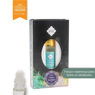 Frasco roll-on Natural Mystic 7 Poderes em embalagem preta com selo produto exclusivo