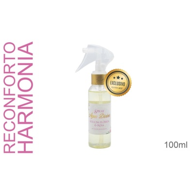 Frasco spray Água Doce 100ml com selo exclusivo e texto conforto harmonia