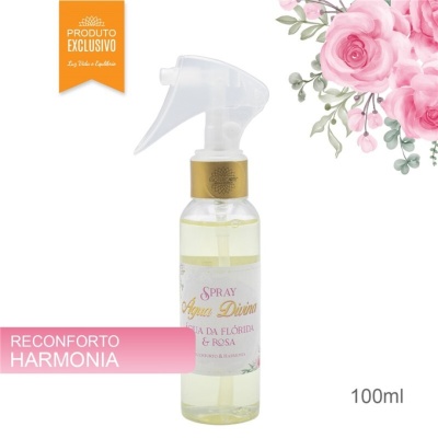 Frasco spray Água Divina Água da Flórida & Rosa 100ml com flores rosas no fundo
