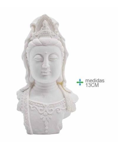 Busto decorativo branco com medidas 13CM ao lado