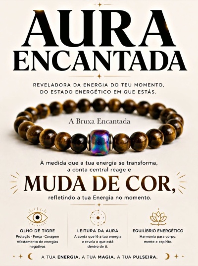 Pulseira de contas Olho de Tigre com conta central colorida