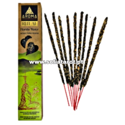 Embalagem de incenso Aroma Ritual Flor de Quartzo com incensos pretos e dourados